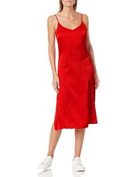 The Drop Women's Ana Silky V-neck Midi Slip Dress Red S