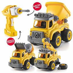 Take Apart Toys With Electric Drill Converts To Remote Control Car 3 In One Construction Truck Take Apart Toy For Boys |