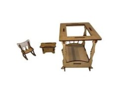 Wooden Doll House Furniture Daffodil - Bed Chair & Side-table Set