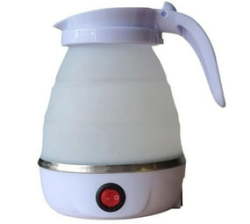Portable Silicone Collapsible Travel Electric Kettle - White
