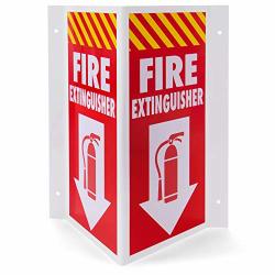 3D Fire Extinguisher Sign - Plastic Pre-drilled Safety Wall Panel For Indoor & Outdoor Use - Projection Angle Warning Legend For Restaurant Business Or