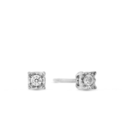 9CT White Gold & 0.10CT Diamond Solitaire Stud Earrings
