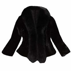 iQKA Women Fashion Faux Shearling Wool Coat Winter Warm Soft Party Lapel Parka Jacket