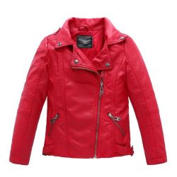 Winter Girls Pu Leather Jacket - Red 3t