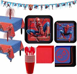 Party City Spider-man Far: From Home Tableware Party Supplies For 16 Guests 133 Pieces Includes Decor And Tableware