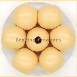 Wooden Beads - Natural - Egg Shell Round - 14MM - 8 Pcs