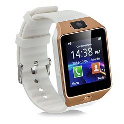 DZ09 Smart Watch in Gold with White Band