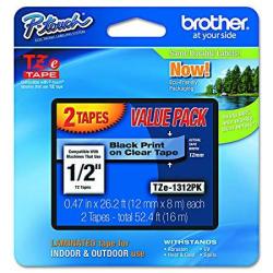 Brother Extra Strength Tape Retail Packaging 1 2 Inch Black On Clear TZES131 - Retail Packaging