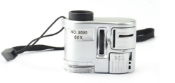 New MINI 60X Pocket Microscope Jewelry Magnifier Loupe Glass LED Uv Light