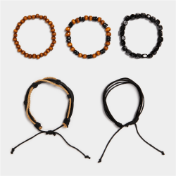 Men&apos S Mixed Woven And Beaded Tan Bracelet Pack