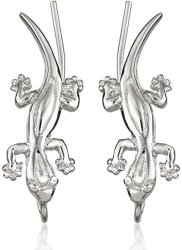 The Ear Pin Sterling Silver Good Luck Geckos Earrings