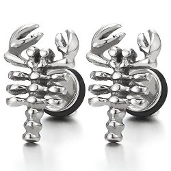 biker punk goth Halloween screw earrings blue