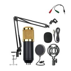 Professional Condenser Microphone Sound Card Set Wired Recording