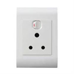 Lesco Pipelli Flush Monobloc Single Switch Socket- Single Three-pin Wall Plug With Vertical Switch Voltage: 220-240V Amperage: 16A Height: 100MM Width: 50MM Material: Polycarbonate