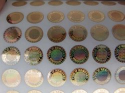 8MM Circular Warranty Void Hologram Labels Stickers Tamper Evident Gold Golden Foil X 1000