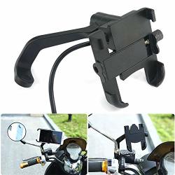 Qidian Universal Gps Navigation Mount Braket With USB Charger 360 Rotation Motorcycle Bike Phone Smartphone Mobile Phone Holder