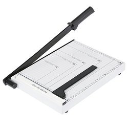 12" Metal Base Paper Cutter Heavy Duty Professional Guillotine Paper Trimmer Machine 10 Sheet Capacity For Home Office 12 X 8INCH White