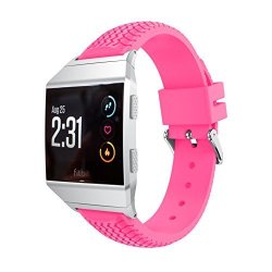 Moretoys Watch Bands For Fitbit Ionic Silicone Sports Replacement Accessories Wristband Strap For Fitbit Ionic Smartwatch Hot Pink