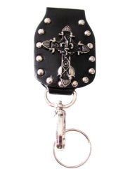 Gifts By Lulee Llc Wide Leather Strap Belt Key Holder Cross With Fleur De Lis Centerpiece