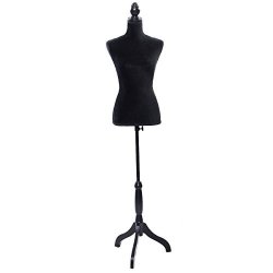 Giantex Female Mannequin Torso Dress Form Display W Black Tripod Stand Black