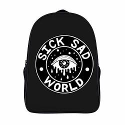 Avber Popular Print School Backpack With Sic-k Sad World Crew Teens Boys School Backpack Bookbag