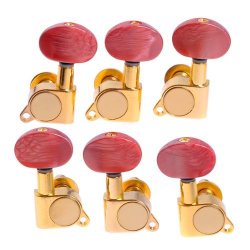 Kmise A1954 1 Set 3L3R K-801 Enclosed Gold Tuning Pegs Machine Head Tuners With Peal Red