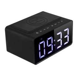 Volkano Alarm Clock With Wireless Charging & Speaker - Awake Plus Series Black