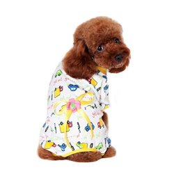 Pet Clothes Haoricu Cotton Pajamas Printed Chien Dog Pet Clothes Clothing For Small Puppy Dog Custome Pet Jumpsuit S Yellow