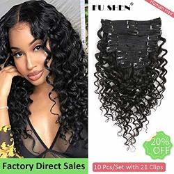 Fu Shen Deep Wave Curly Clip In Human Hair Extensions 8A Grade Unprocessed Brazilian Virgin Hair Deep Wave Curly Clip For African American Women