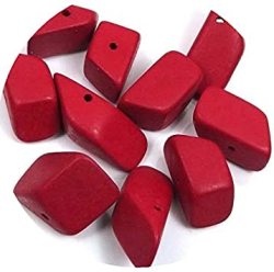 24x14mm Hedron Geometric Red Wood Polyhedron Figure Solid  Beads 10 