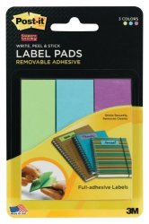 Post-it Super Sticky Removable Label Pads 1 X 3 Inches Limade Blue & Grape 75 Labels Per Pack 3 Pads 2900-LBG