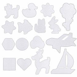 Coopay 20 Pieces Fuse Beads Pegboards Clear Plastic Template Beads Boards  Different Shapes with 20 Pieces Colorful Cards for Kids Craft Supplies