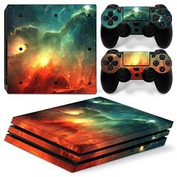 Zoomhit PS4 Pro Playstation 4 Console Skin Decal Sticker Sky Galaxy + 2 Controller Skins Set