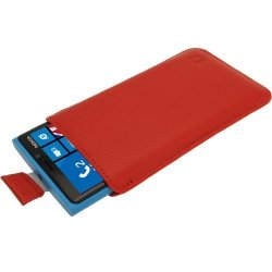Igadgitz Red Leather Pouch Case Cover For Nokia Lumia 920 & 925 Windows Smartphone Mobile Phone