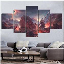 Junewind Canvas Painting 5 Piece Dark Souls 3 Video Game Pictures Canvas Printed Wall Pictures Home Decor For Living Room Poster CANVAS-SIZE2