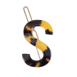 Personalized Tortoiseshell Initial Hair Clip - S