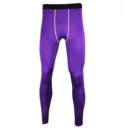 Guandoo Men's Compression Football Running Tights Stretch Sport Pants Purple XL