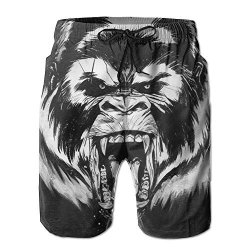 Zadeas Male Quick-drying Classic Style Mad Gorilla Quick-drying Board Shorts White