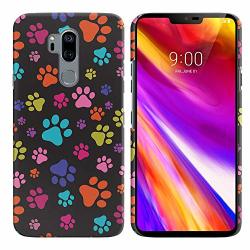 Fincibo Case Compatible With LG G7 Thinq Back Cover Hard Plastic Protector Case Stylish Design For LG G7 Thinq G710 6.1 Inch - Multicolor Paws Dog