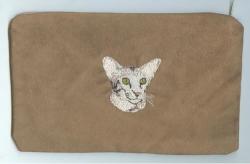 Make Up pencil Bag Oriental Cat Brown
