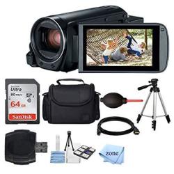 Canon Vixia Hf R800 Camcorder Black + Sandisk 64GB Memory Card + Digital Camera video Case + Extra Battery BP-727 + Quality Tripod + Card