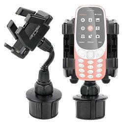 Shake-proof Shock-absorbing In-car Cup Holder Mount holder With Rotatable Mount - Compatible With The Nokia 3310 2017 & 3310 3G - By Duragadget