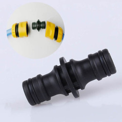 Water Pipe Two-way Nipple Joint Hose Plastic Black Connector Fitting