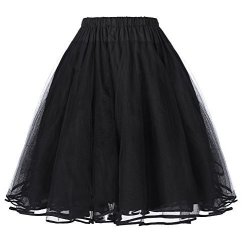 Retro Dress Petticoat 25" Length Underskirt For Women BP229-1 S Black