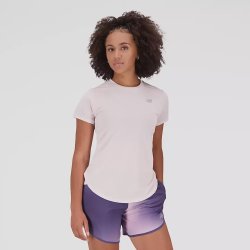New Balance Women's Accelerate Ss Top - Stone Pink - LG