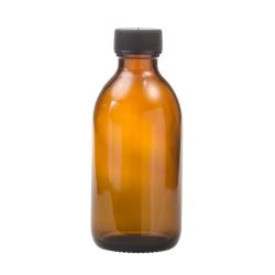 200ML Amber Glass Generic Bottle With Screw Cap - Black 28 410
