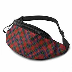 Nhrinh Scots Style Clan Macpherson Red Tartan Plaid Outdoor Sports Waist Pack For Men Women Cute Fashion Waist Bag Belt Bags