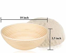 10 Inch Round Bread Banneton Proofing Basket & Liner Sugus House Brotform Dough Rising Rattan Handmade Rattan Bowl - Perfect For Artisan
