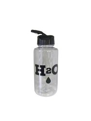H2O Clear Bottle With Black Lid & Clear Straw 1100ML