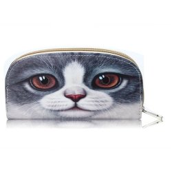 Women 3D Cat Long Wallet Girl Cute Animal Zipper Purse Clutches Card Holder Coin Bags